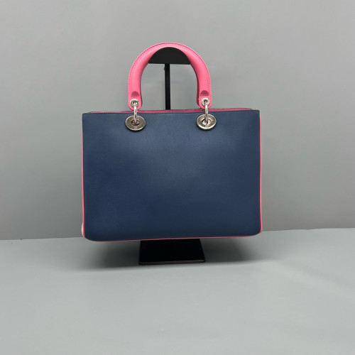 Dior Medium Diorissimo Tote Calfskin Pink Beige Dark Blue