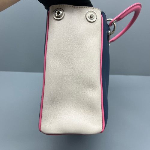 Dior Medium Diorissimo Tote Calfskin Pink Beige Dark Blue