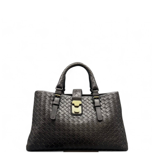 Bottega Veneta Medium Roma Tote Bag Calfskin Intrecciato Dark Brown