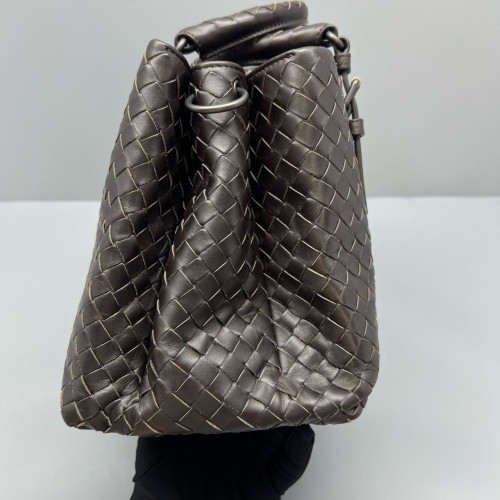 Bottega Veneta Medium Roma Tote Bag Calfskin Intrecciato Dark Brown