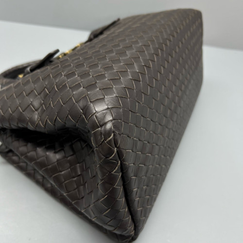 Bottega Veneta Medium Roma Tote Bag Calfskin Intrecciato Dark Brown