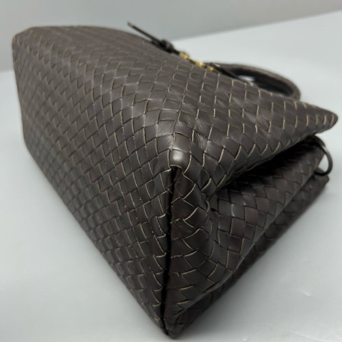 Bottega Veneta Medium Roma Tote Bag Calfskin Intrecciato Dark Brown