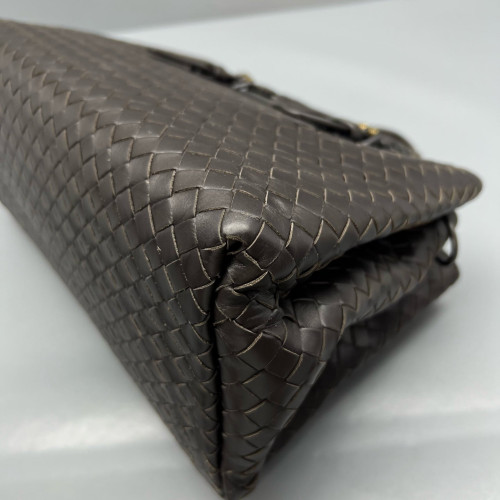 Bottega Veneta Medium Roma Tote Bag Calfskin Intrecciato Dark Brown