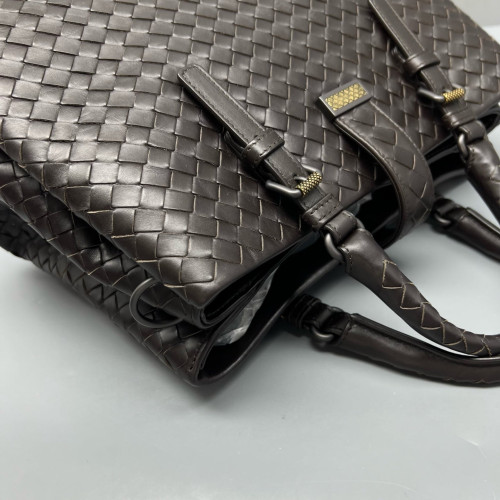 Bottega Veneta Medium Roma Tote Bag Calfskin Intrecciato Dark Brown