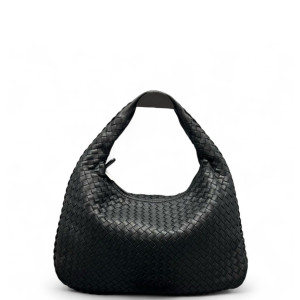 Bottega Veneta Large Veneta Hobo Calfskin Intrecciato Black
