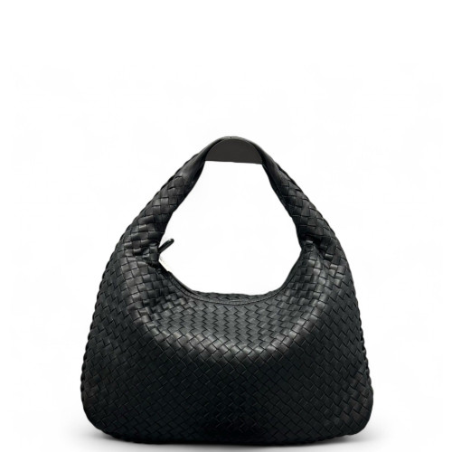 Bottega Veneta Large Veneta Hobo Calfskin Intrecciato Black