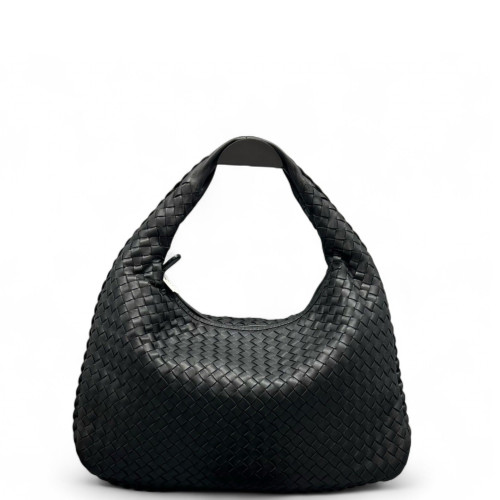 Bottega Veneta Large Veneta Hobo Calfskin Intrecciato Black