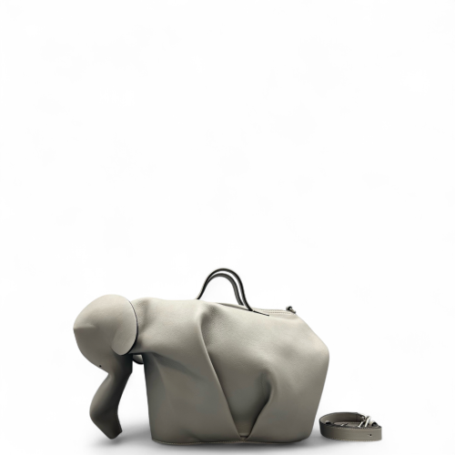 Loewe Elephant Shoulder Bag Calfskin Light Grey