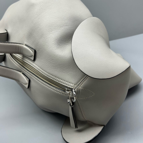 Loewe Elephant Shoulder Bag Calfskin Light Grey