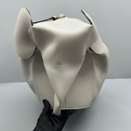 Loewe Elephant Shoulder Bag Calfskin Light Grey