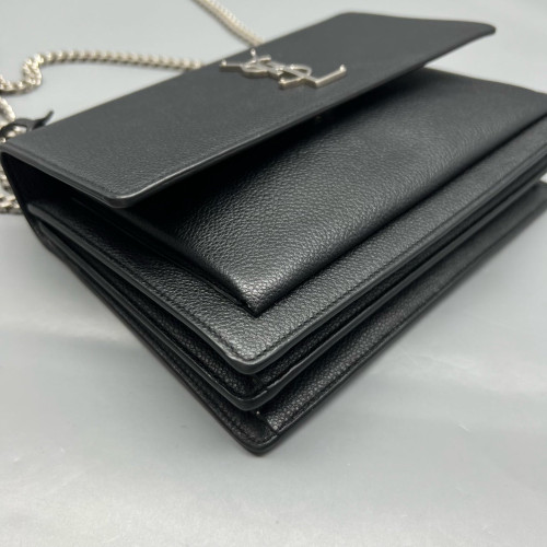 Yves Saint Laurent Medium Sunset Grained Calfskin Black