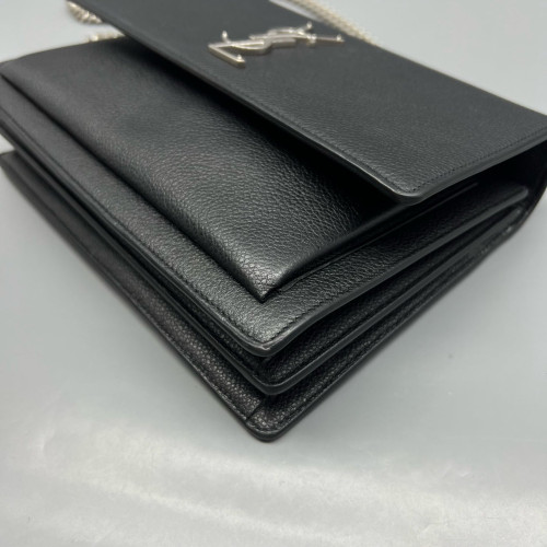 Yves Saint Laurent Medium Sunset Grained Calfskin Black