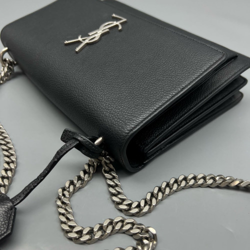 Yves Saint Laurent Medium Sunset Grained Calfskin Black