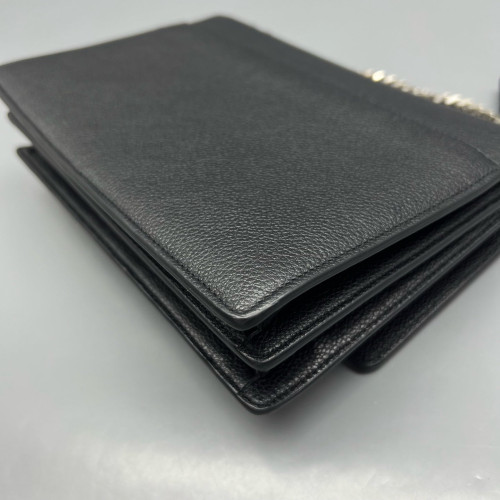 Yves Saint Laurent Medium Sunset Grained Calfskin Black