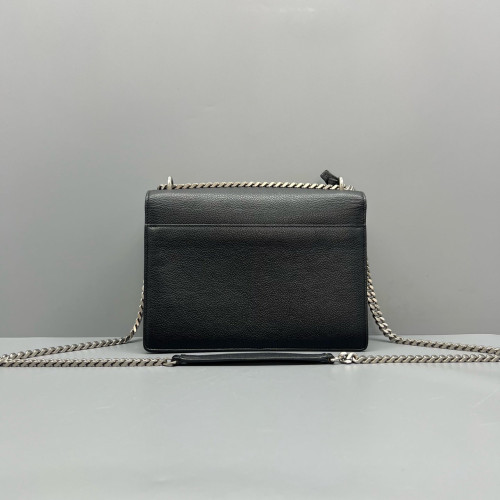 Yves Saint Laurent Medium Sunset Grained Calfskin Black