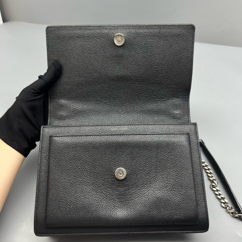 Yves Saint Laurent Medium Sunset Grained Calfskin Black