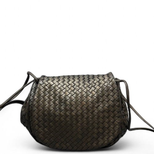 Bottega Veneta Flap Bag Calfskin Intrecciato Black