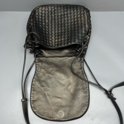 Bottega Veneta Flap Bag Calfskin Intrecciato Black