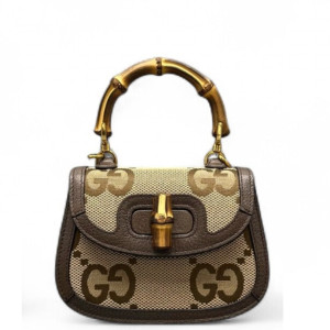Gucci Bamboo 1947 Mini GG Supreme Monogram Beige Brown Green