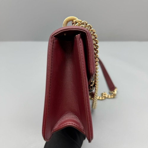Bvlgari Serpenti Forever Diamond Blast Shoulder Bag Calfskin Red Burgundy
