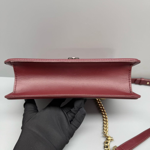 Bvlgari Serpenti Forever Diamond Blast Shoulder Bag Calfskin Red Burgundy