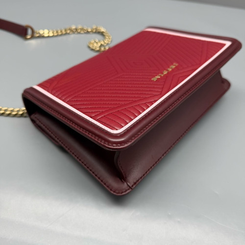Bvlgari Serpenti Forever Diamond Blast Shoulder Bag Calfskin Red Burgundy