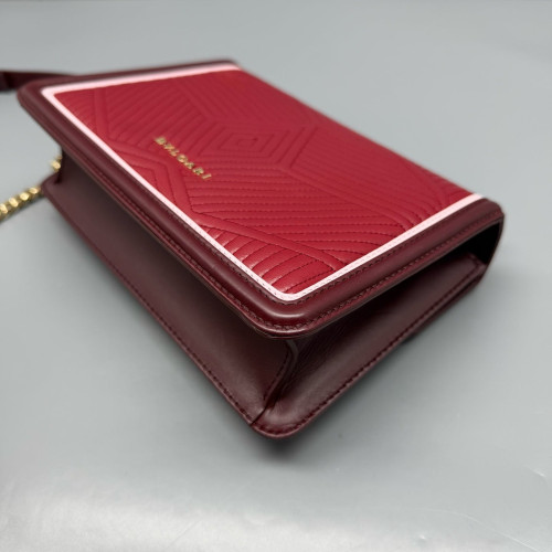 Bvlgari Serpenti Forever Diamond Blast Shoulder Bag Calfskin Red Burgundy