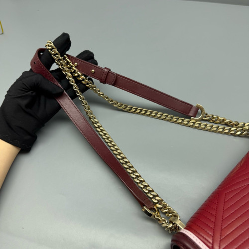 Bvlgari Serpenti Forever Diamond Blast Shoulder Bag Calfskin Red Burgundy