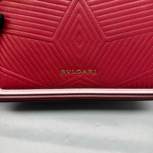 Bvlgari Serpenti Forever Diamond Blast Shoulder Bag Calfskin Red Burgundy