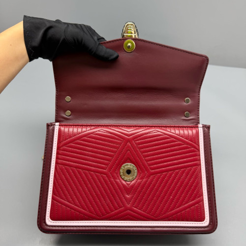 Bvlgari Serpenti Forever Diamond Blast Shoulder Bag Calfskin Red Burgundy