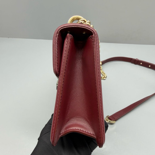 Bvlgari Serpenti Forever Diamond Blast Shoulder Bag Calfskin Red Burgundy