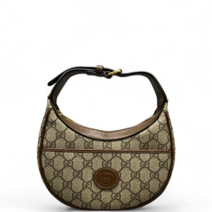 Gucci Mini Ophidia Half Moon Hobo GG Supreme Monogram Beige Brown