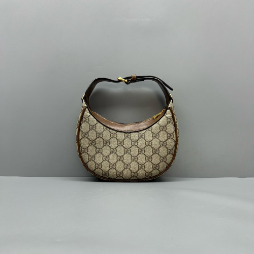 Gucci Mini Ophidia Half Moon Hobo GG Supreme Monogram Beige Brown