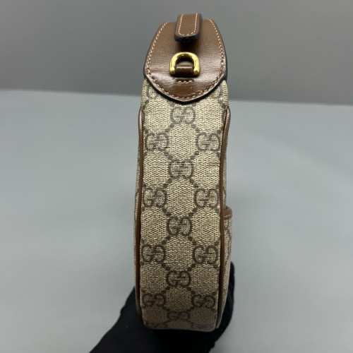 Gucci Mini Ophidia Half Moon Hobo GG Supreme Monogram Beige Brown