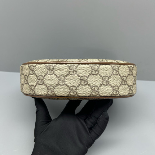 Gucci Mini Ophidia Half Moon Hobo GG Supreme Monogram Beige Brown