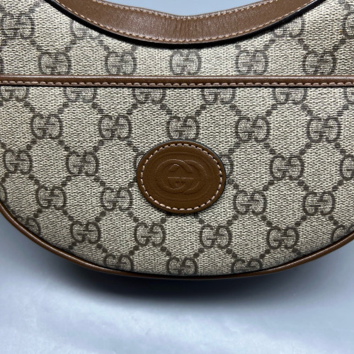 Gucci Mini Ophidia Half Moon Hobo GG Supreme Monogram Beige Brown