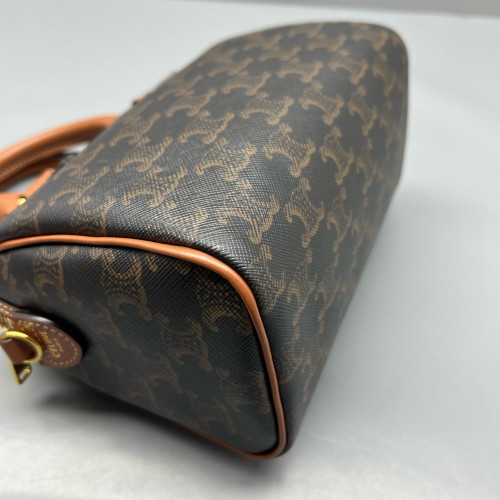 Celine Small Boston Bag Triomphe Brown Black Celine Small Boston Bag Triomphe Brown Black