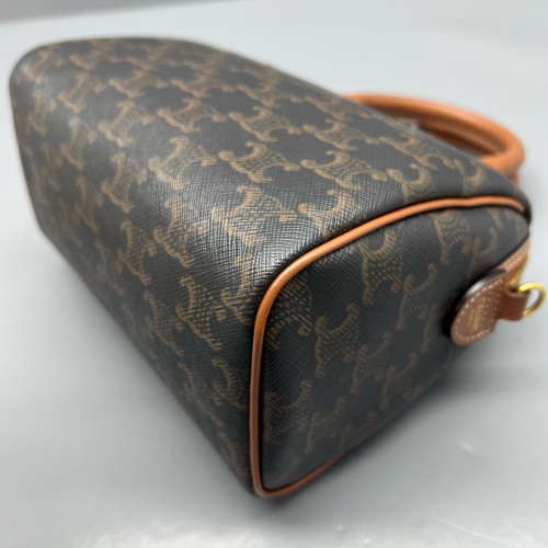 Celine Small Boston Bag Triomphe Brown Black Celine Small Boston Bag Triomphe Brown Black