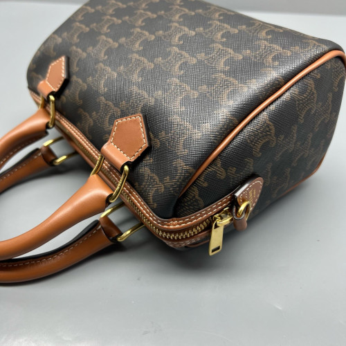 Celine Small Boston Bag Triomphe Brown Black Celine Small Boston Bag Triomphe Brown Black