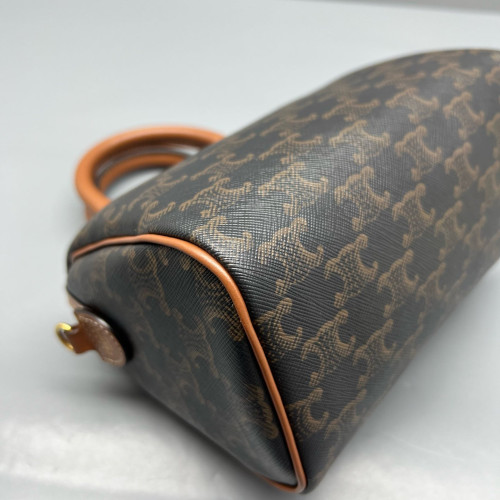 Celine Small Boston Bag Triomphe Brown Black Celine Small Boston Bag Triomphe Brown Black