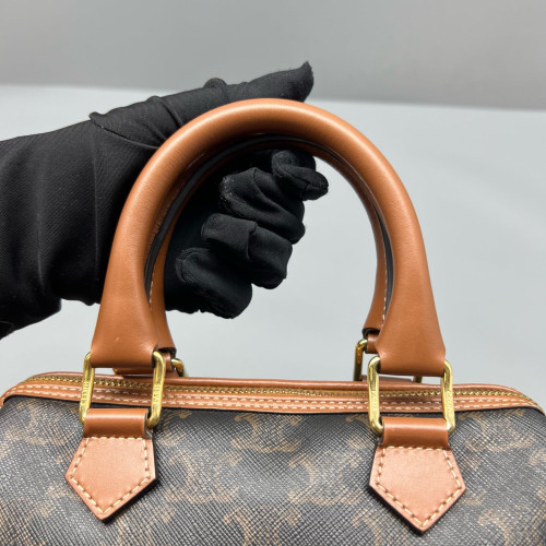 Celine Small Boston Bag Triomphe Brown Black Celine Small Boston Bag Triomphe Brown Black