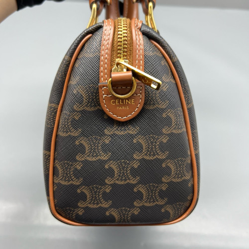 Celine Small Boston Bag Triomphe Brown Black Celine Small Boston Bag Triomphe Brown Black