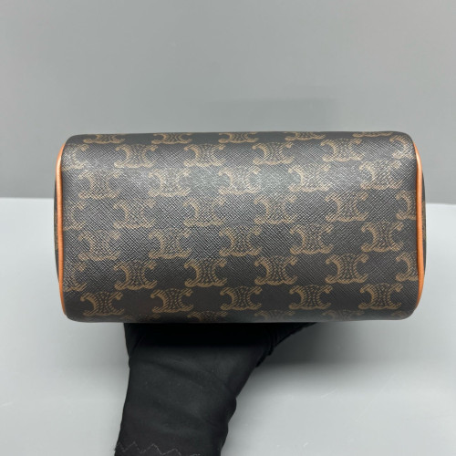 Celine Small Boston Bag Triomphe Brown Black Celine Small Boston Bag Triomphe Brown Black
