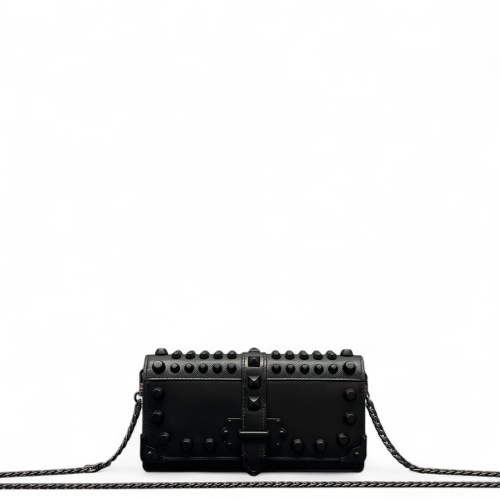 Prada Studded Elektra Wallet On Chain Calfskin Black
