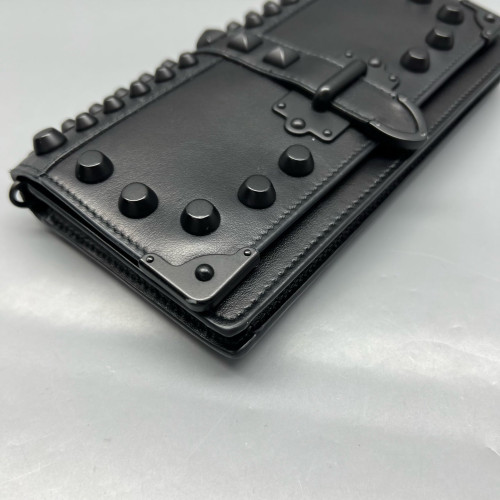 Prada Studded Elektra Wallet On Chain Calfskin Black