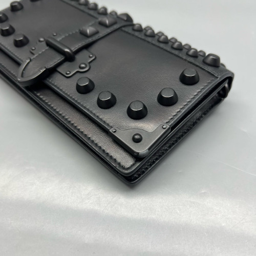 Prada Studded Elektra Wallet On Chain Calfskin Black