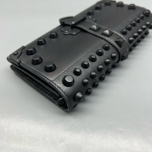 Prada Studded Elektra Wallet On Chain Calfskin Black
