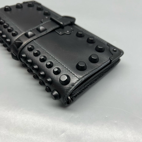 Prada Studded Elektra Wallet On Chain Calfskin Black