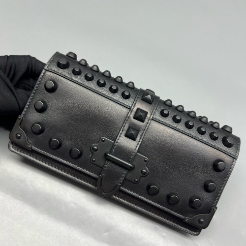 Prada Studded Elektra Wallet On Chain Calfskin Black
