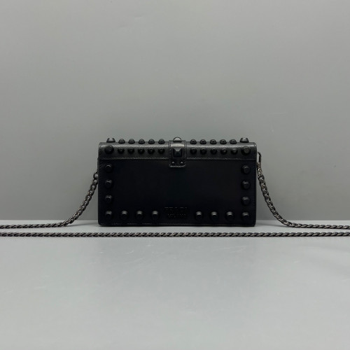 Prada Studded Elektra Wallet On Chain Calfskin Black